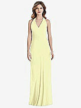 Rear View Thumbnail - Butter Yellow V-Neck Halter Chiffon Maxi Dress - Taryn