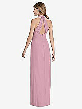 Front View Thumbnail - Dusty Pink V-Neck Halter Chiffon Maxi Dress - Taryn