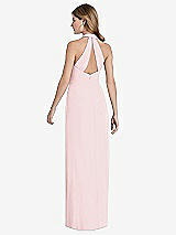 Front View Thumbnail - Ballet Pink V-Neck Halter Chiffon Maxi Dress - Taryn