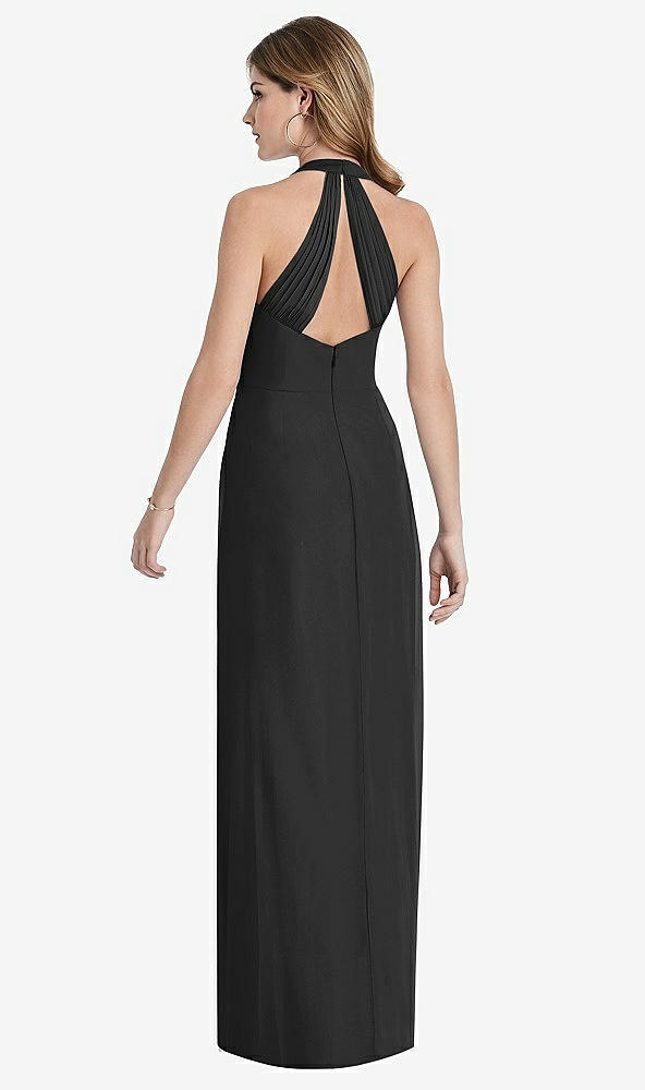 Front View - Black V-Neck Halter Chiffon Maxi Dress - Taryn