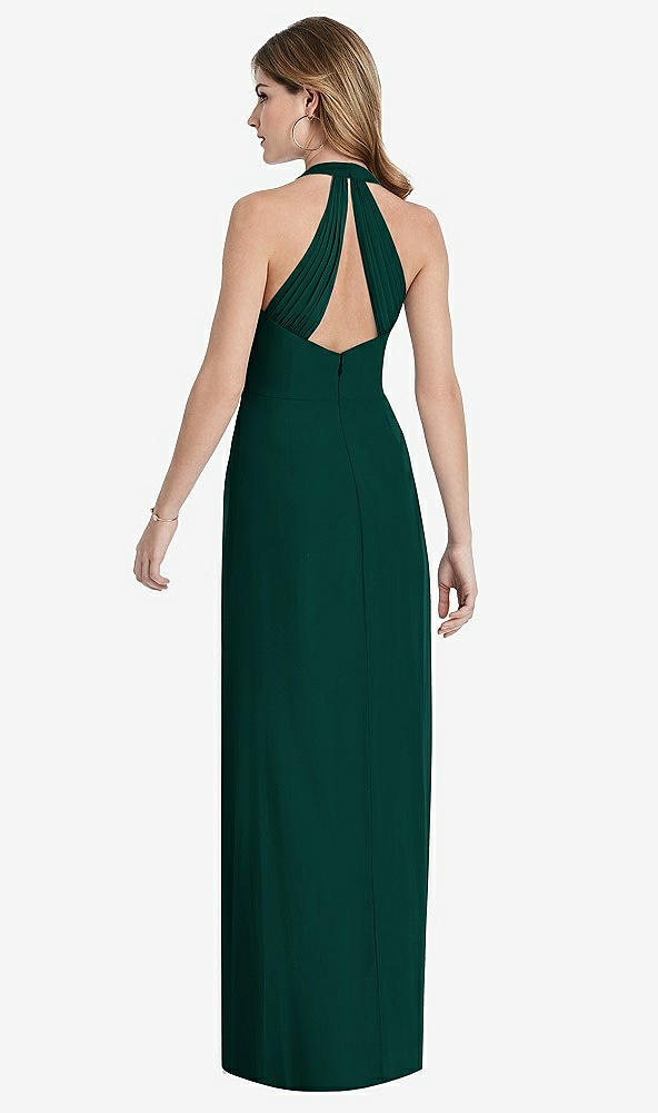 Front View - Evergreen V-Neck Halter Chiffon Maxi Dress - Taryn