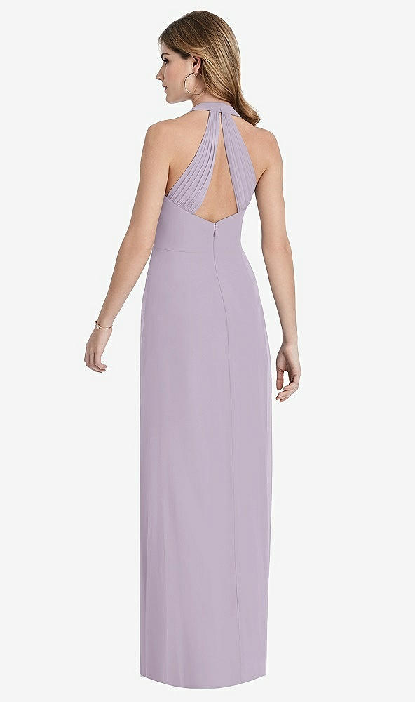 Front View - Lilac Haze V-Neck Halter Chiffon Maxi Dress - Taryn