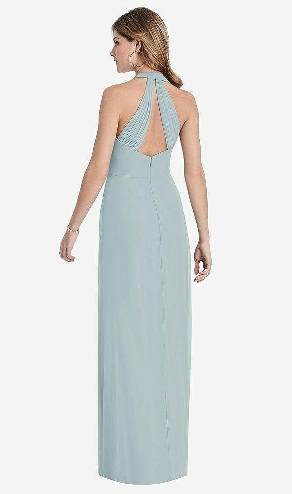 Front View - Morning Sky V-Neck Halter Chiffon Maxi Dress - Taryn