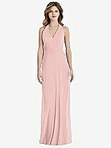 Rear View Thumbnail - Rose - PANTONE Rose Quartz V-Neck Halter Chiffon Maxi Dress - Taryn