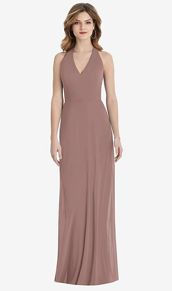 Back View - Sienna V-Neck Halter Chiffon Maxi Dress - Taryn