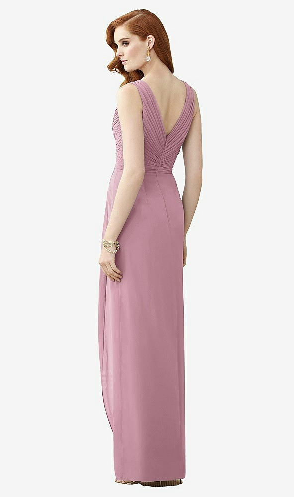 Back View - Dusty Pink Sleeveless Draped Faux Wrap Maxi Dress - Dahlia