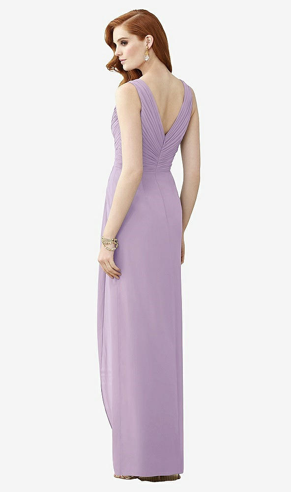 Back View - Pale Purple Sleeveless Draped Faux Wrap Maxi Dress - Dahlia