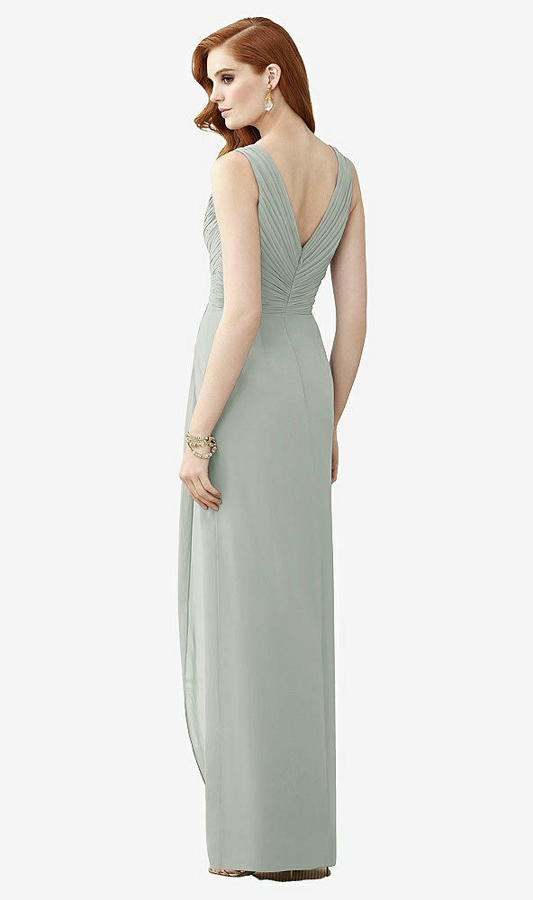 Back View - Willow Green Sleeveless Draped Faux Wrap Maxi Dress - Dahlia