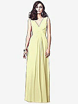 Front View Thumbnail - Butter Yellow Draped V-Neck Shirred Chiffon Maxi Dress