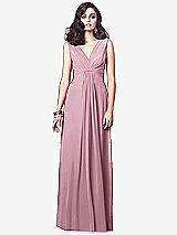 Front View Thumbnail - Dusty Pink Draped V-Neck Shirred Chiffon Maxi Dress