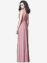 Rear View Thumbnail - Dusty Pink Draped V-Neck Shirred Chiffon Maxi Dress