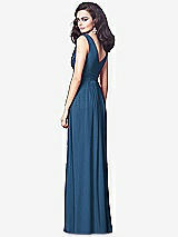 Rear View Thumbnail - Dusk Blue Draped V-Neck Shirred Chiffon Maxi Dress