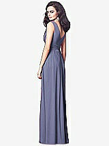 Rear View Thumbnail - French Blue Draped V-Neck Shirred Chiffon Maxi Dress