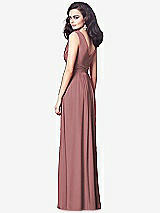 Rear View Thumbnail - Rosewood Draped V-Neck Shirred Chiffon Maxi Dress