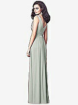 Rear View Thumbnail - Willow Green Draped V-Neck Shirred Chiffon Maxi Dress