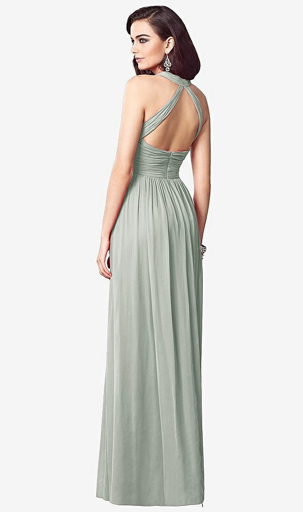 Back View - Willow Green Ruched Halter Open-Back Maxi Dress - Jada
