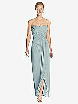 Front View Thumbnail - Morning Sky Strapless Draped Chiffon Maxi Dress - Lila