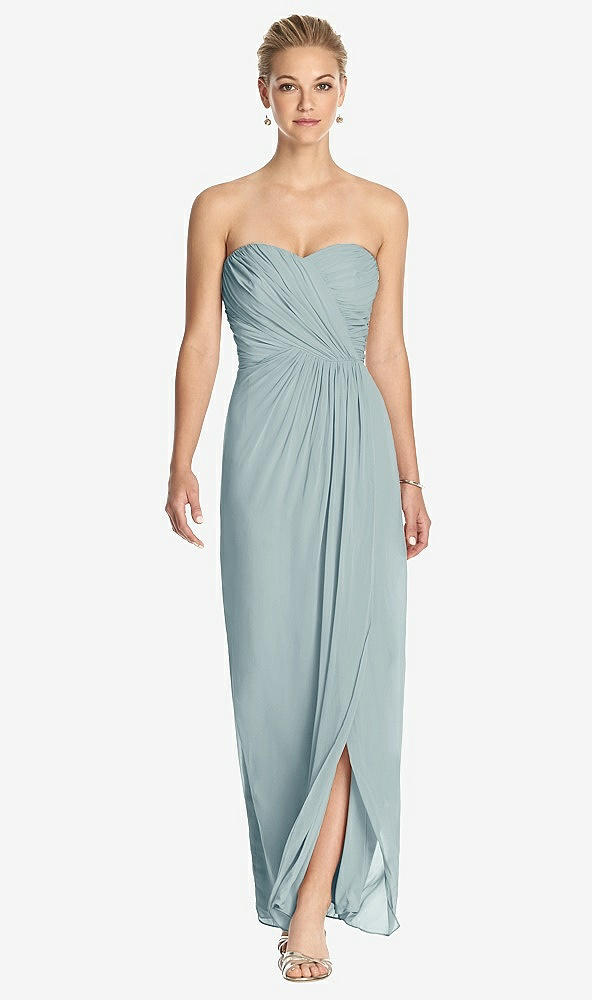 Front View - Morning Sky Strapless Draped Chiffon Maxi Dress - Lila