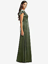 Side View Thumbnail - Sage Flutter Sleeve Velvet Maxi Dress with Pockets