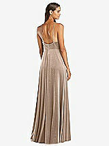 Rear View Thumbnail - Topaz Velvet Halter Maxi Dress with Front Slit - Harper