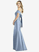 Front View Thumbnail - Cloudy Off-the-Shoulder Bow-Back Satin Trumpet Gown