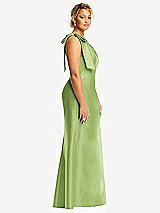 Alt View 5 Thumbnail - Mojito Bow One-Shoulder Satin Trumpet Gown