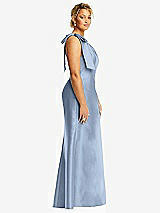 Alt View 5 Thumbnail - Cloudy Bow One-Shoulder Satin Trumpet Gown