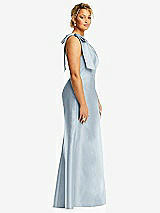 Alt View 5 Thumbnail - Mist Bow One-Shoulder Satin Trumpet Gown