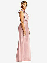 Alt View 5 Thumbnail - Rose - PANTONE Rose Quartz Bow One-Shoulder Satin Trumpet Gown