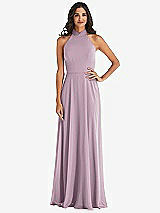 Alt View 1 Thumbnail - Suede Rose High Neck Halter Backless Maxi Dress