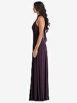 Alt View 3 Thumbnail - Aubergine High Neck Halter Backless Maxi Dress