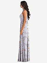 Alt View 3 Thumbnail - Butterfly Botanica Silver Dove High Neck Halter Backless Maxi Dress