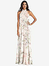 Alt View 1 Thumbnail - Blush Garden High Neck Halter Backless Maxi Dress