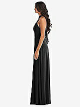 Alt View 3 Thumbnail - Black High Neck Halter Backless Maxi Dress