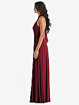 Alt View 3 Thumbnail - Burgundy High Neck Halter Backless Maxi Dress