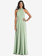 Alt View 1 Thumbnail - Celadon High Neck Halter Backless Maxi Dress