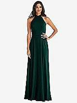 Alt View 1 Thumbnail - Evergreen High Neck Halter Backless Maxi Dress