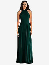 Alt View 2 Thumbnail - Evergreen High Neck Halter Backless Maxi Dress