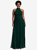 Front View Thumbnail - Evergreen High Neck Halter Backless Maxi Dress