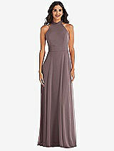 Alt View 2 Thumbnail - French Truffle High Neck Halter Backless Maxi Dress