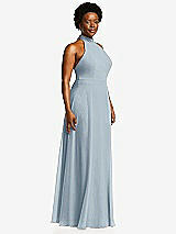 Side View Thumbnail - Mist High Neck Halter Backless Maxi Dress