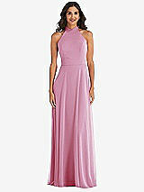 Alt View 2 Thumbnail - Powder Pink High Neck Halter Backless Maxi Dress