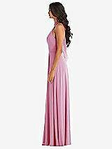 Alt View 3 Thumbnail - Powder Pink High Neck Halter Backless Maxi Dress