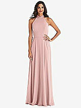 Alt View 1 Thumbnail - Rose - PANTONE Rose Quartz High Neck Halter Backless Maxi Dress