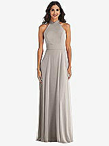 Alt View 2 Thumbnail - Taupe High Neck Halter Backless Maxi Dress