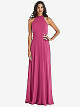 Alt View 1 Thumbnail - Tea Rose High Neck Halter Backless Maxi Dress