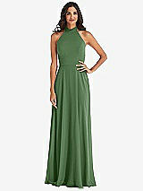 Alt View 1 Thumbnail - Vineyard Green High Neck Halter Backless Maxi Dress