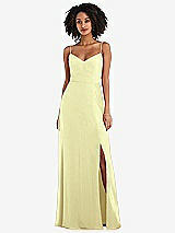 Front View Thumbnail - Butter Yellow Tie-Back Cutout Maxi Dress with Front Slit