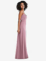 Side View Thumbnail - Dusty Pink Tie-Back Cutout Maxi Dress with Front Slit