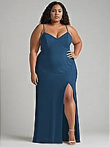 Alt View 1 Thumbnail - Dusk Blue Tie-Back Cutout Maxi Dress with Front Slit